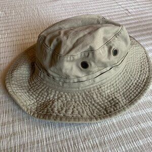 Dorfman Pacific Co Bucket Hat Sz Medium Boonie 2.5" Brim Chin Strap Travel Khaki
